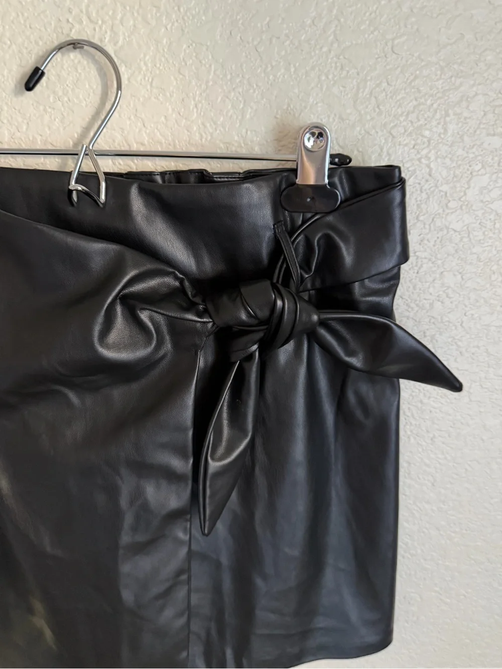Jason Wu Faux Leather Wrap Mini Skirt M Black